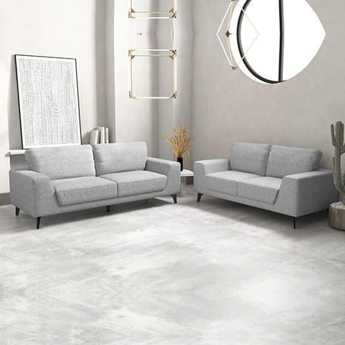 3+2 Seater Sofa Light Grey Fabric Lounge Set for Living Room Couch with Solid Wooden Frame Black Legs Payday Deals