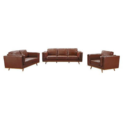 3+2Seater Sofa Brown Leather Lounge Set for Living Room Couch with Wooden Frame Payday Deals
