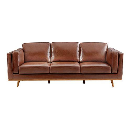 3+2Seater Sofa Brown Leather Lounge Set for Living Room Couch with Wooden Frame Payday Deals