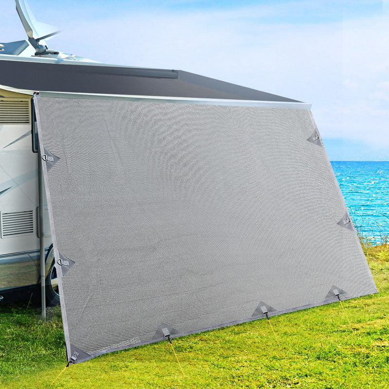 3.7M Caravan Privacy Screens 1.95m Roll Out Awning End Wall Side Sun Shade Payday Deals