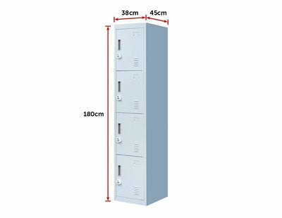 3-digit Combination Lock 4 Door Locker for Office Gym Grey Payday Deals