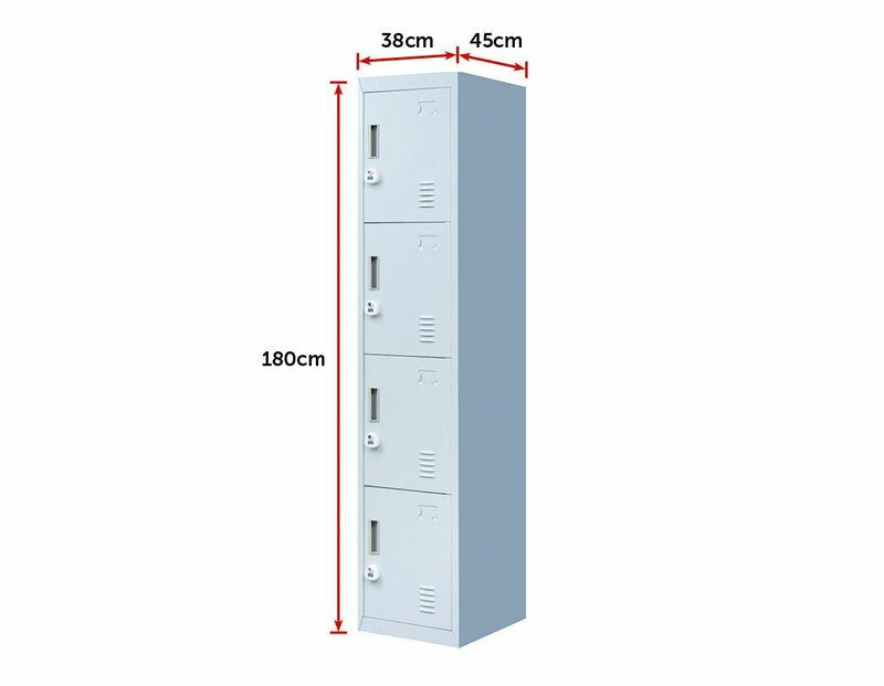 3-digit Combination Lock 4 Door Locker for Office Gym Grey Payday Deals