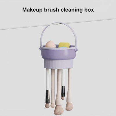 3 In 1 Makeup Brushes Cleaner Sponge Brush Washing Box Makeup Brush Drying Basket(Light Purple) Payday Deals