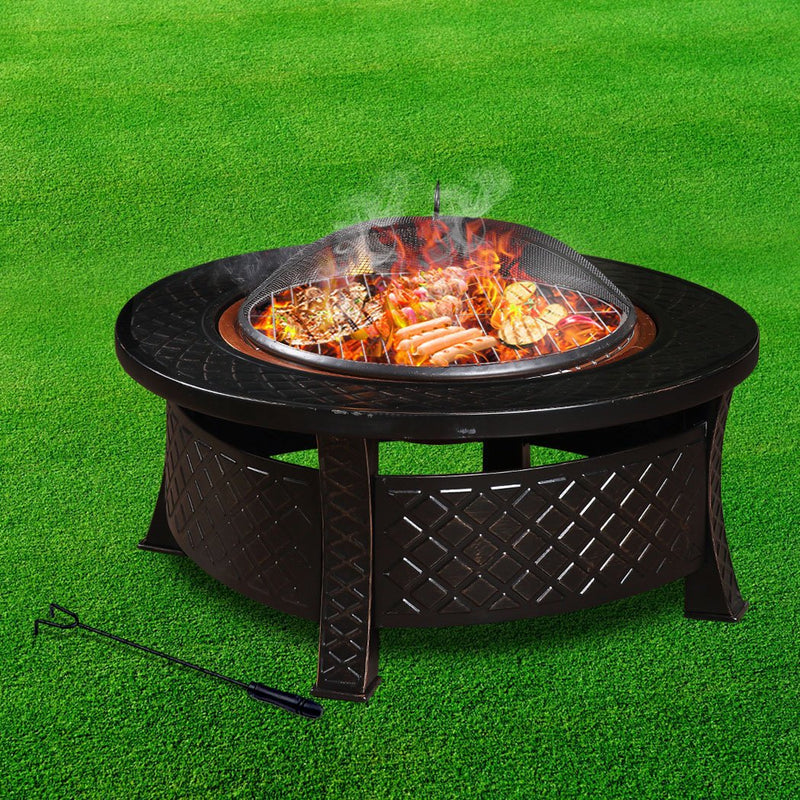 3 in 1 Outdoor Garden Fire Pit BBQ Firepit Brazier Round Stove Patio Heater Payday Deals