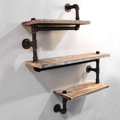 Artiss Display Shelves Rustic Bookshelf Industrial DIY Pipe Shelf Wall Brackets