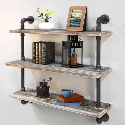 Artiss Display Wall Shelves Industrial DIY Pipe Shelf Brackets Rustic Bookshelf Payday Deals