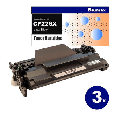 3 pack Blumax Alternative for HP CF226X(26X) Black Toner Cartridges