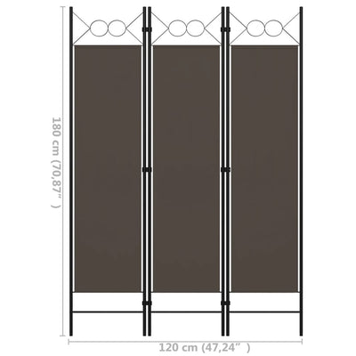 3-Panel Room Divider Anthracite 120x180 cm Payday Deals