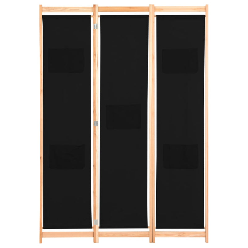 3-Panel Room Divider Black 120x170x4 cm Fabric Payday Deals