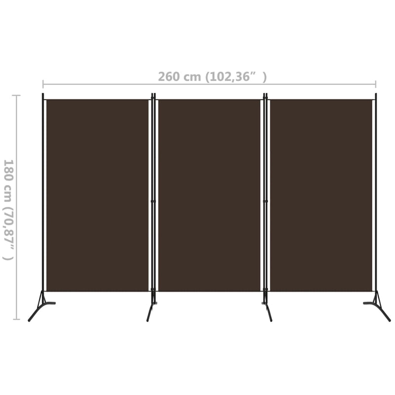 3-Panel Room Divider Brown 260x180 cm Payday Deals