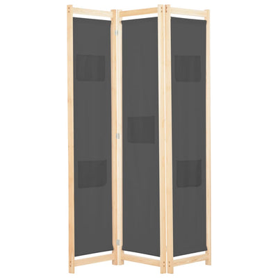 3-Panel Room Divider Grey 120x170x4 cm Fabric Payday Deals