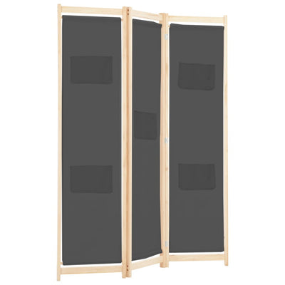 3-Panel Room Divider Grey 120x170x4 cm Fabric Payday Deals