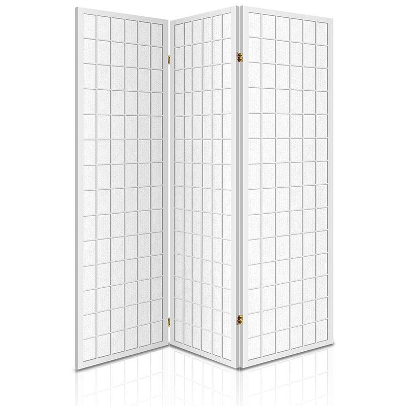 3 Panel Wooden Room Divider - White