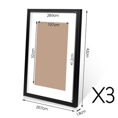3 PCS Photo Frame Wall Set A3 Picture Home Decor Art Gift Present Black Payday Deals