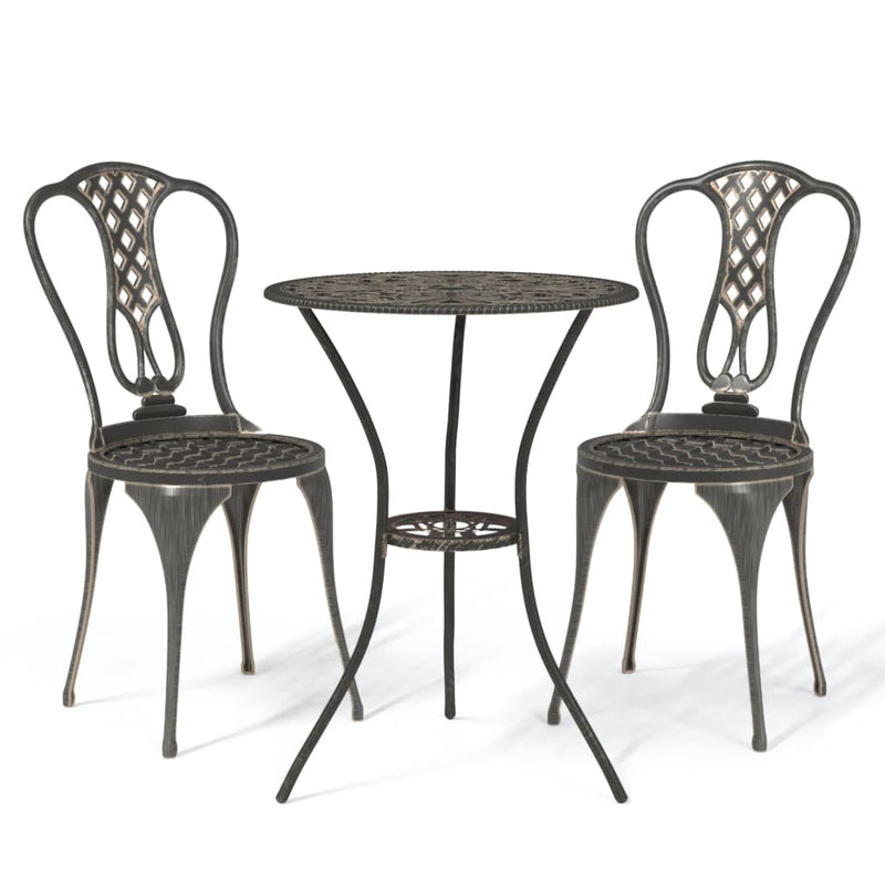 3 Piece Bistro Set Cast Aluminium Bronze Payday Deals