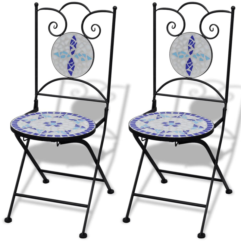 3 Piece Bistro Set Ceramic Tile Blue and White Payday Deals