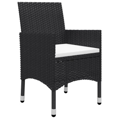 3 Piece Bistro Set Poly Rattan and Tempered Glass Black Payday Deals
