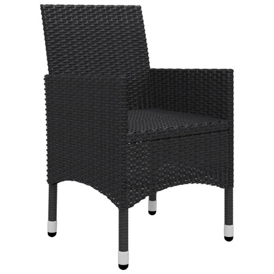 3 Piece Bistro Set Poly Rattan and Tempered Glass Black Payday Deals