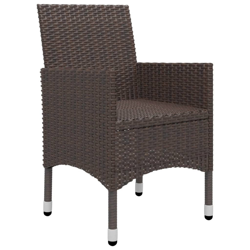 3 Piece Bistro Set Poly Rattan and Tempered Glass Brown Payday Deals