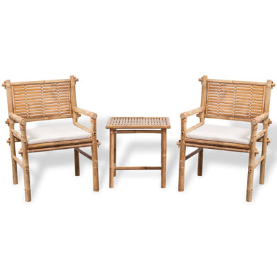 3 Piece Bistro Set with Cushions Bamboo Payday Deals