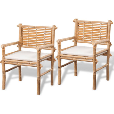 3 Piece Bistro Set with Cushions Bamboo Payday Deals