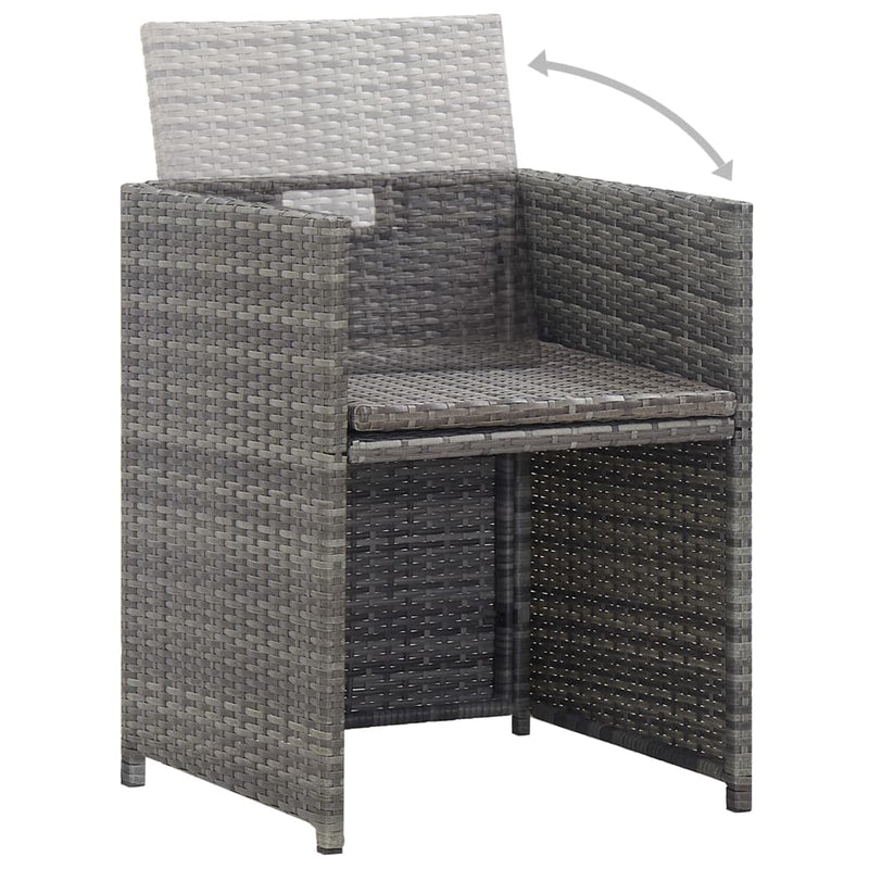 3 Piece Bistro Set with Cushions Poly Rattan Grey Payday Deals