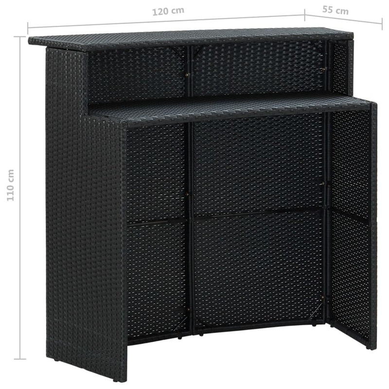 3 Piece Garden Bar Set with Cushions Poly Rattan Black Payday Deals
