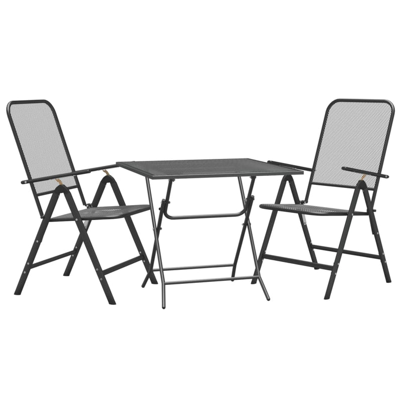 3 Piece Garden Dining Set Expanded Metal Mesh Anthracite Payday Deals