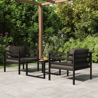 3 Piece Garden Lounge Set with Cushions Aluminium Anthracite Payday Deals