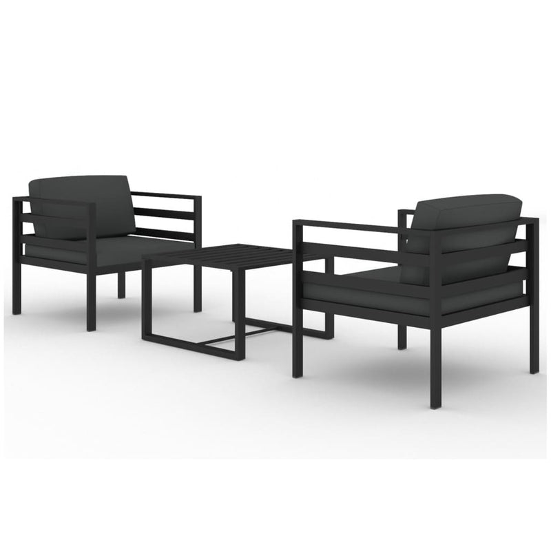 3 Piece Garden Lounge Set with Cushions Aluminium Anthracite Payday Deals