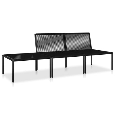 3 Piece Garden Lounge Set with Cushions Black PVC Payday Deals