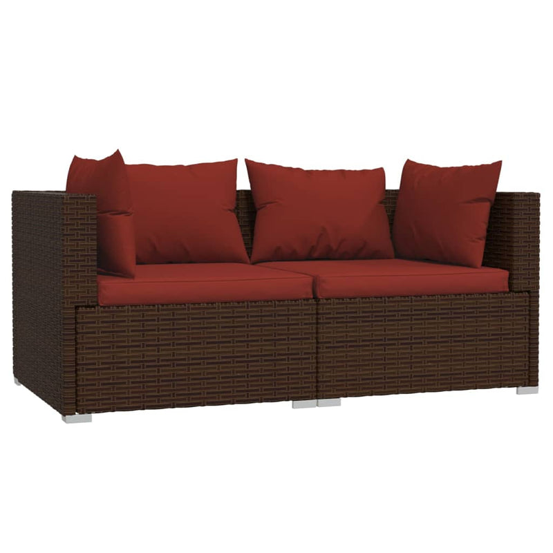 3 Piece Garden Lounge Set with Cushions Brown Poly Rattan Payday Deals