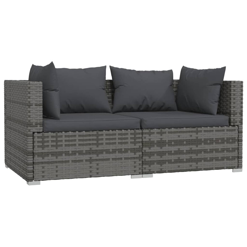 3 Piece Garden Lounge Set with Cushions Grey Poly Rattan Payday Deals