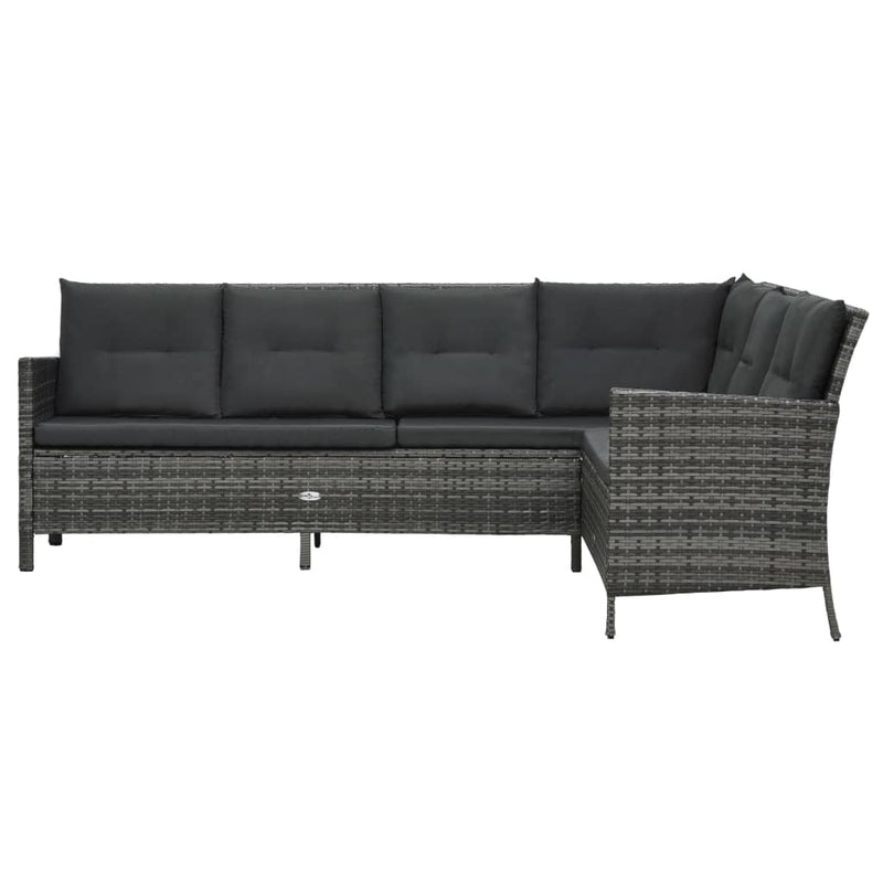 3 Piece Garden Lounge Set with Cushions Poly Rattan Grey Payday Deals