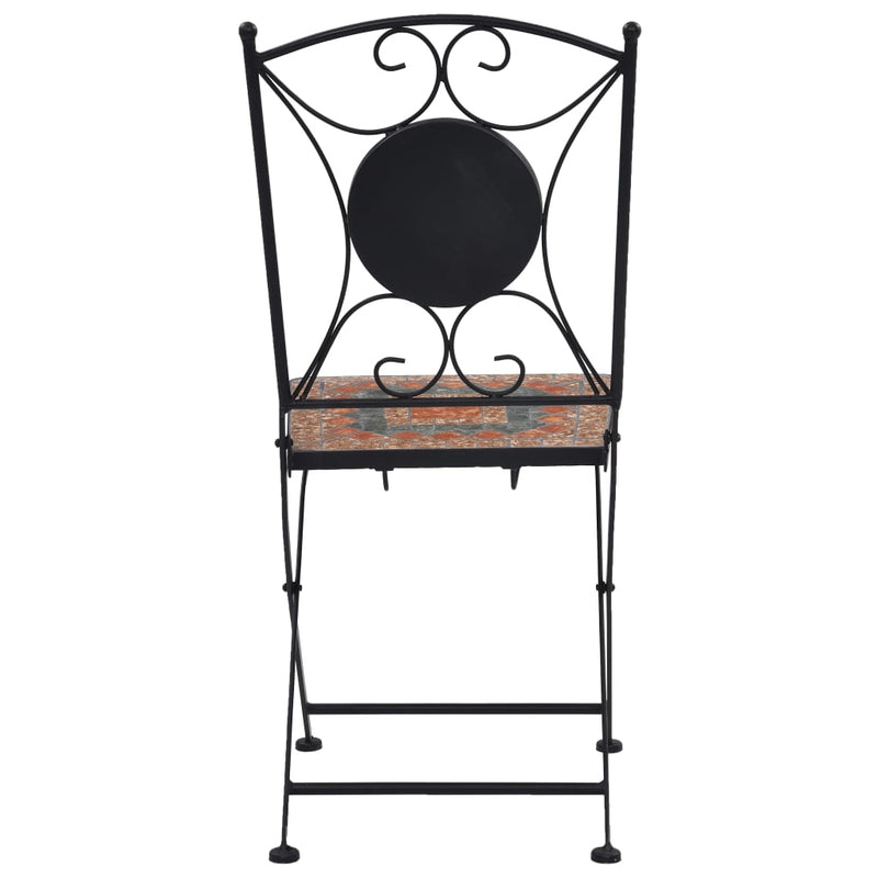 3 Piece Mosaic Bistro Set Ceramic Tile Orange/Grey Payday Deals