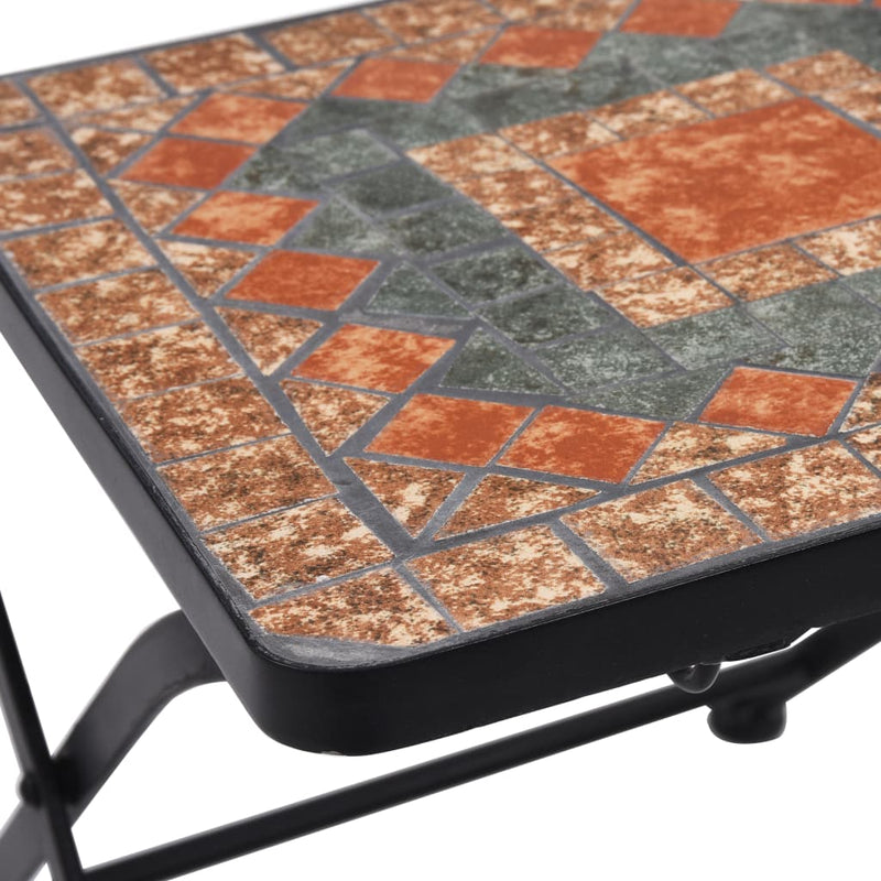 3 Piece Mosaic Bistro Set Ceramic Tile Orange/Grey Payday Deals