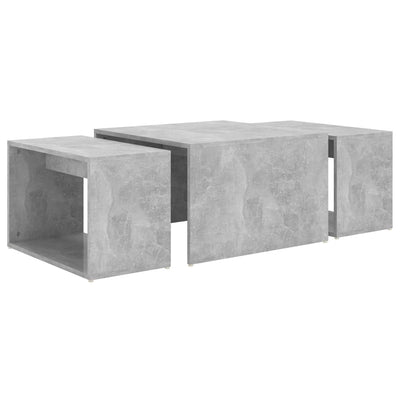 3 Piece Nesting Coffee Table Set Concrete Grey 60x60x38 cm Payday Deals