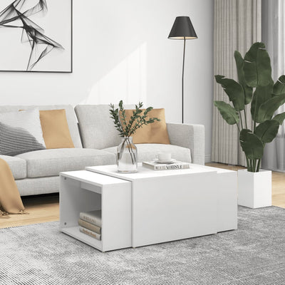 3 Piece Nesting Coffee Table Set White 60x60x38 cm Chipboard