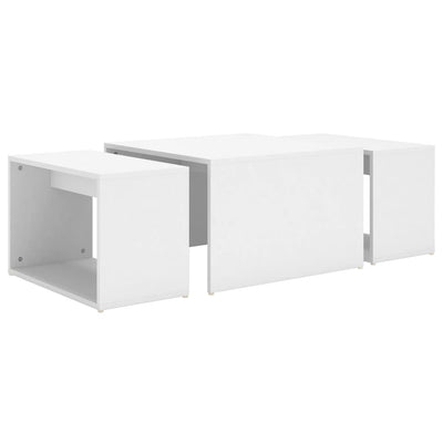 3 Piece Nesting Coffee Table Set White 60x60x38 cm Chipboard Payday Deals