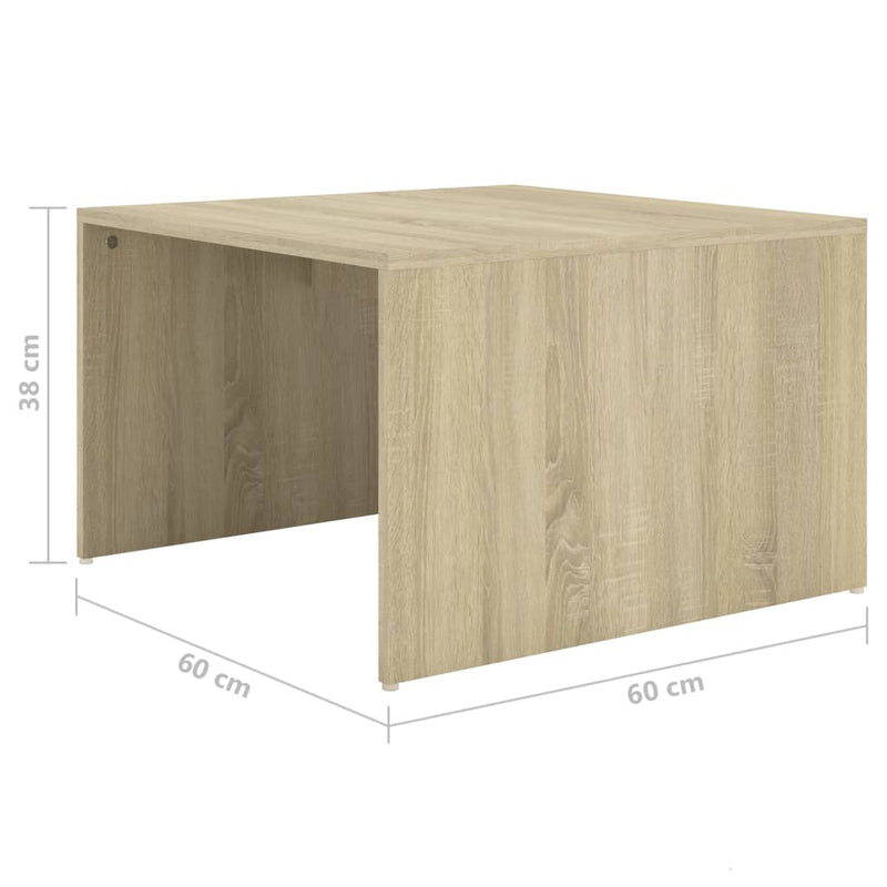 3 Piece Nesting Coffee Table Set White & Sonoma Oak 60x60x38 cm Payday Deals