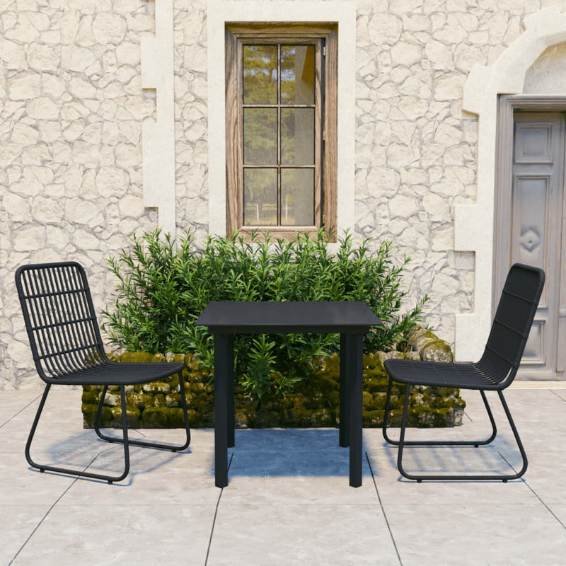 3 Piece Outdoor Dining Set Poly Rattan and Glass Payday Deals