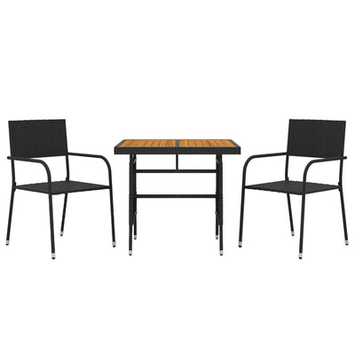 3 Piece Outdoor Dining Set Poly Rattan Black Payday Deals