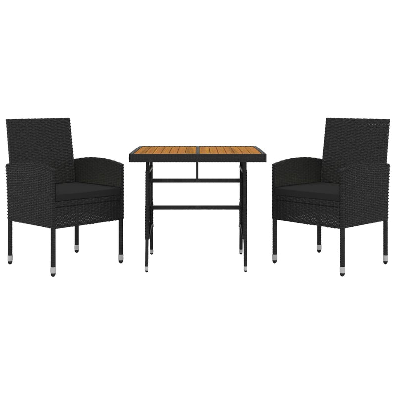 3 Piece Outdoor Dining Set Poly Rattan Black Payday Deals