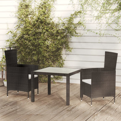 3 Piece Outdoor Dining Set with Cushions Poly Rattan Black Payday Deals