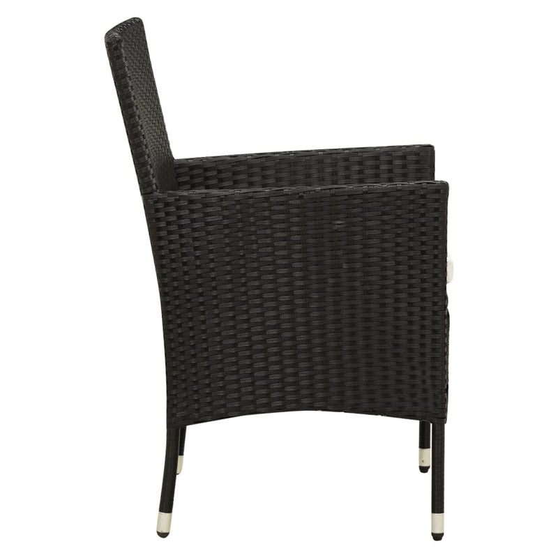 3 Piece Outdoor Dining Set with Cushions Poly Rattan Black Payday Deals