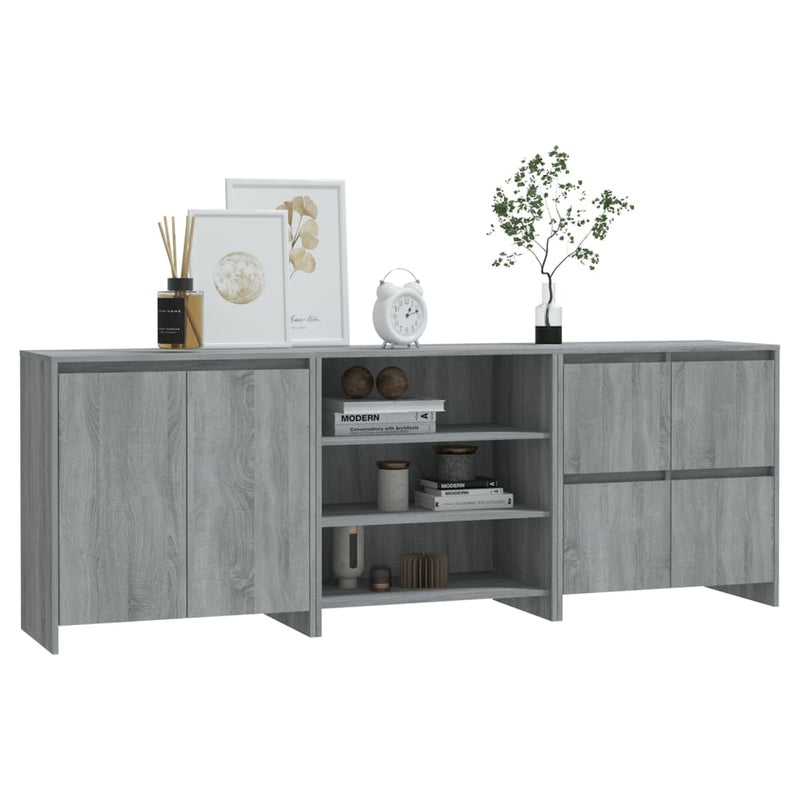 3 Piece Sideboard Grey Sonoma Engineered Wood Payday Deals
