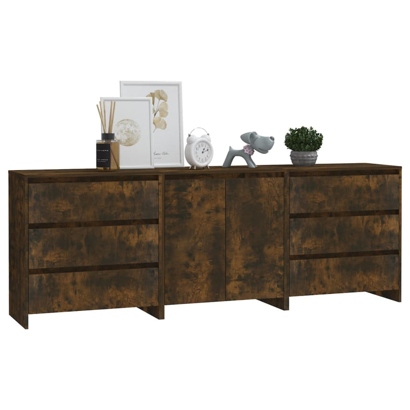 3 Piece Sideboard Smoked Oak Engineered Wood Payday Deals