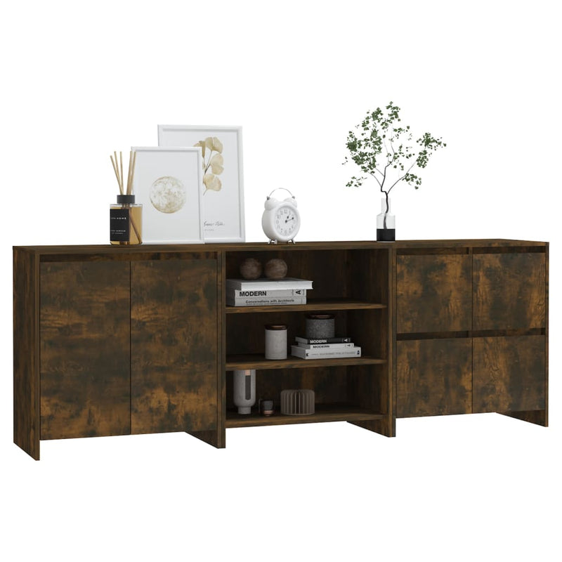 3 Piece Sideboard Smoked Oak Engineered Wood Payday Deals