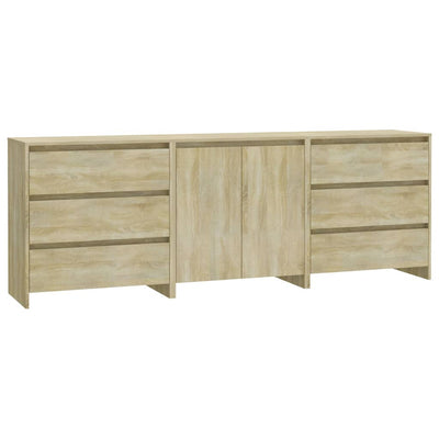3 Piece Sideboard Sonoma Oak Engineered Wood Payday Deals