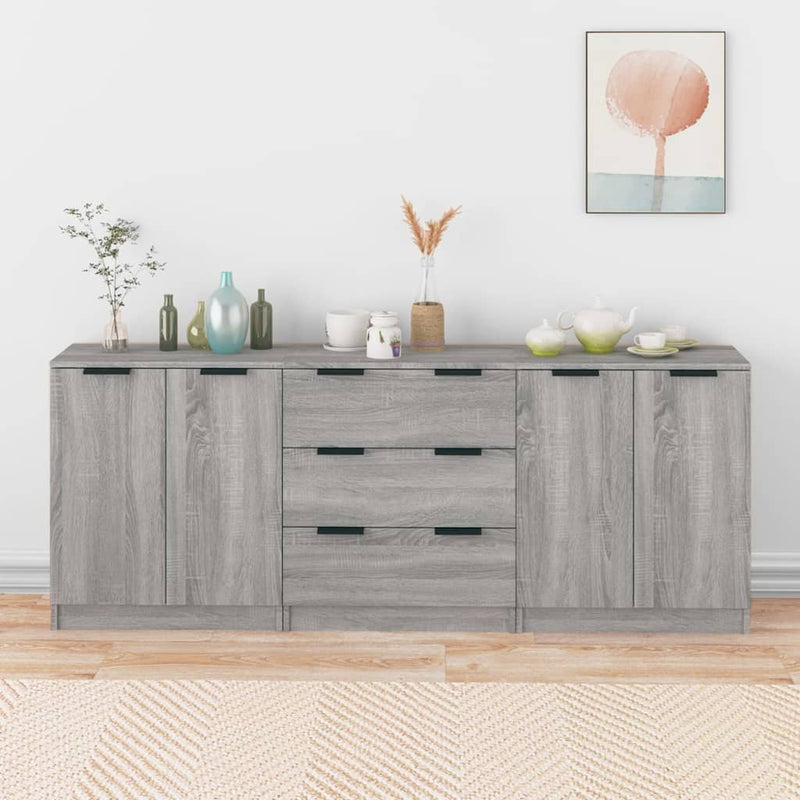 3 Piece Sideboards Grey Sonoma Engineered Wood Payday Deals